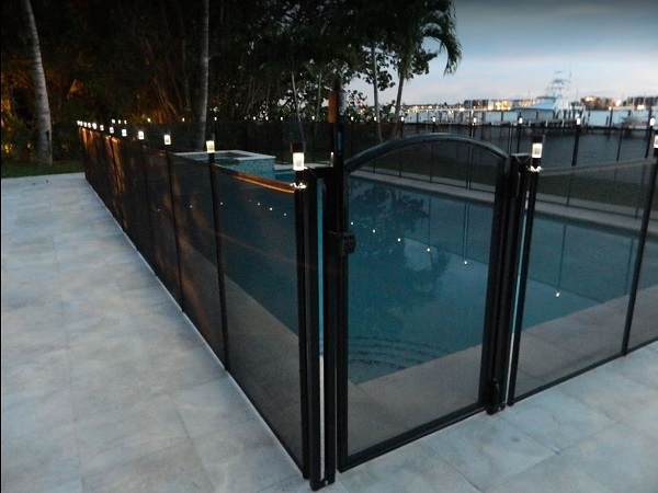 black mesh pool fence installed in Rancho Santa Fe, CA